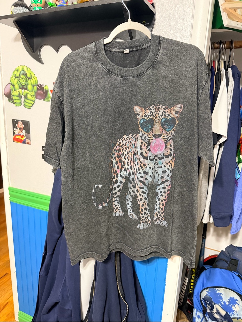 Kids Graphic Leopard Tee - Charcoal